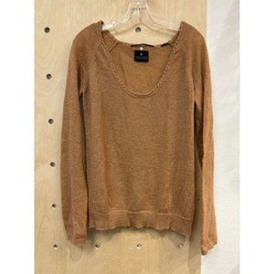 Creature De Vetements Women's Camel Long Sleeve Scoop Neck Pullover Knit Angora